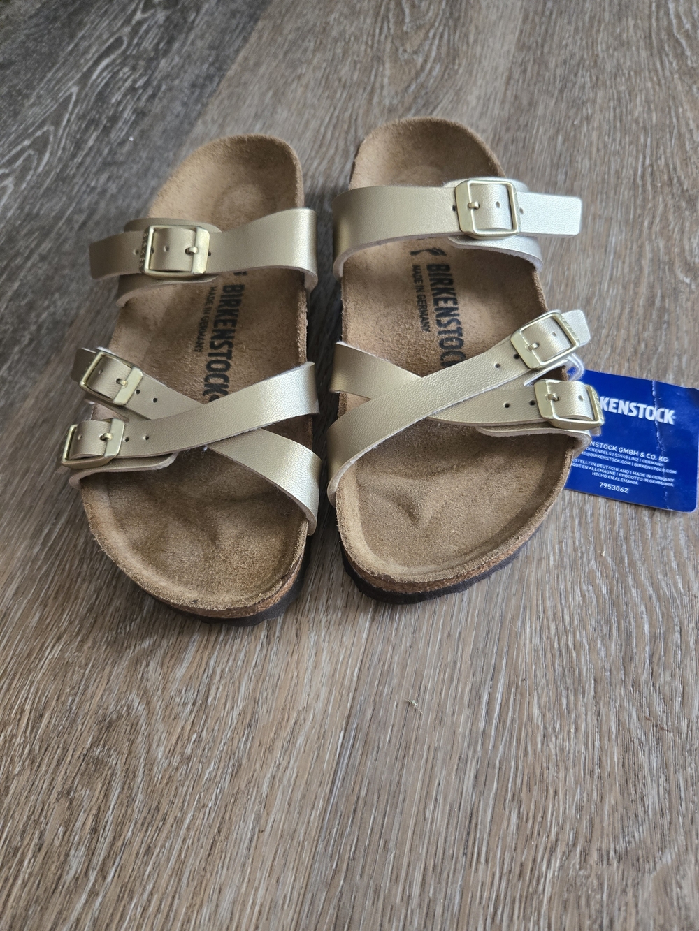 Birkenstock Metallic Gold Triple Buckle Sandals